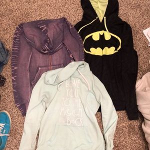 Three hoodies